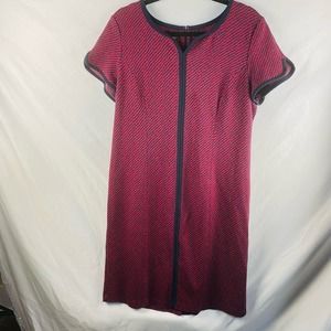 Talbots Red and Blue Striped Short Sleeved Sheath Dress Knee-Length Size 16